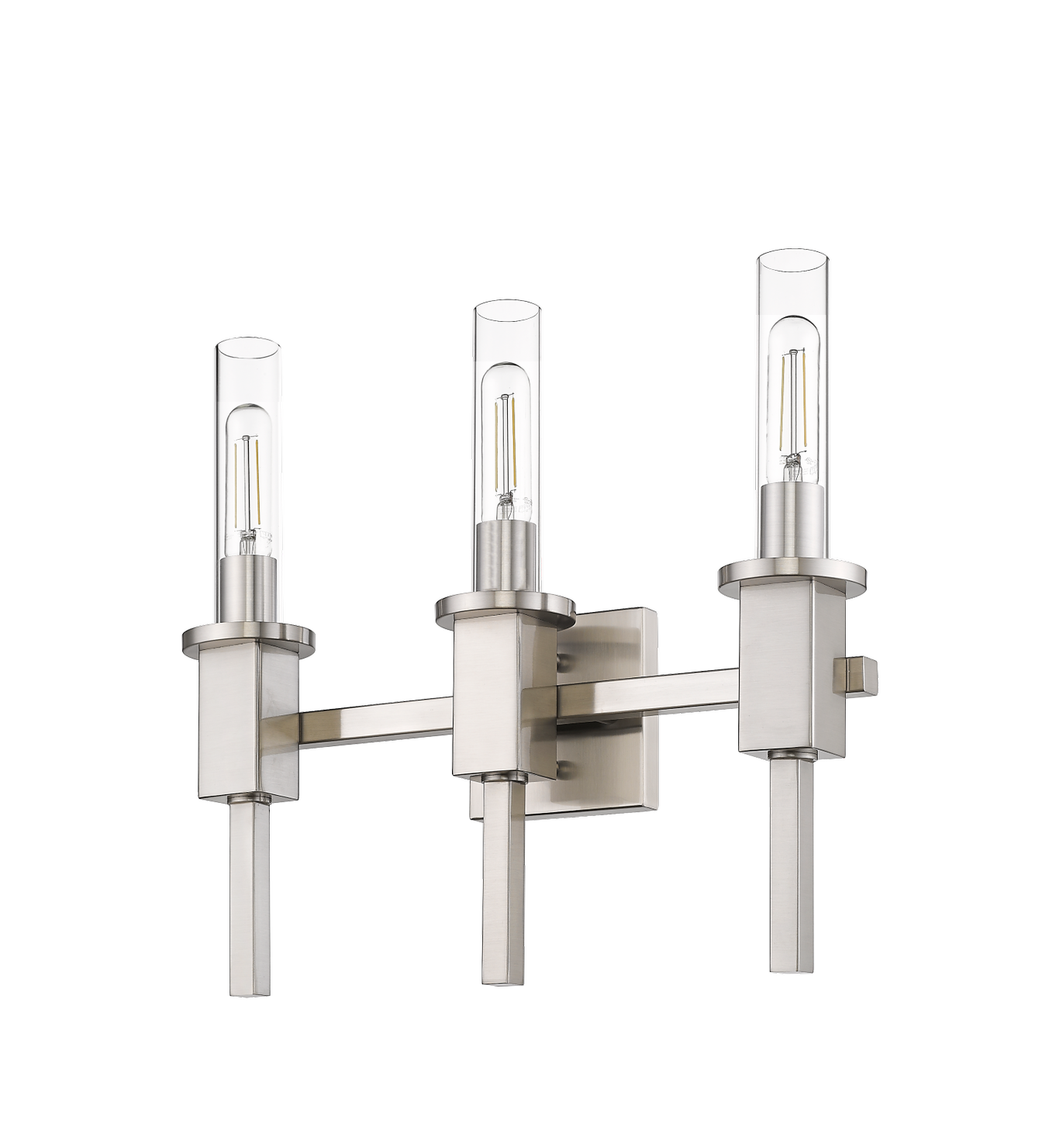 Nickel glass tube wall light with 3 light - Vivio Lighting